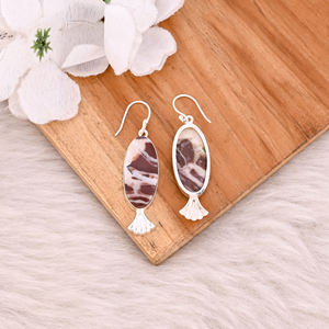 Boucles d'oreilles plaquées argent de haute qualité, boucles d'oreilles en jaspe Malinga, boucles d'oreilles tendance bohème, boucles d'oreilles statement, vente en gros de bijoux populaires - Product Image 4