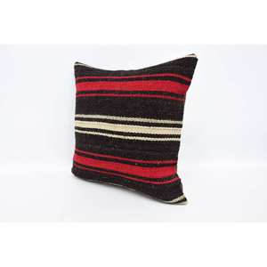 Coussin Patchwork Kilim en laine marron 16x16 pouces oreiller d'accent décoratif Vintage imprimé fleuri tissé literie sol Portable - Product Image 4