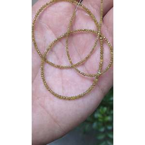 Perle de diamant jaune facettée 100% naturelle de haute qualité, collier de perles de diamant jaune étincelant - Product Image 1