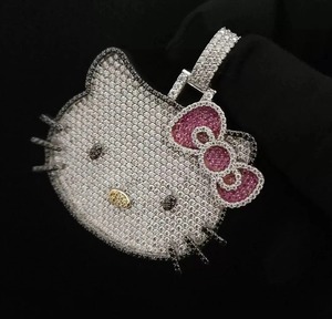 ลดกระหน่ำสร้อยคอรูปแมว Hello Kitty สำหรับเด็กผู้หญิงน่ารักสร้อยคอรูปการ์ตูนประดับเพชรเต็มจี้สำหรับงานเลี้ยงของขวัญ