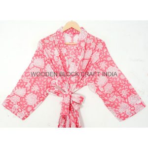 100% High Quality floral printed kimono Bathrobe Free Size Pure Cotton Kimono <b>Swim</b> Wear Night Gown Block Print for Summer Autumn - Product Image 3