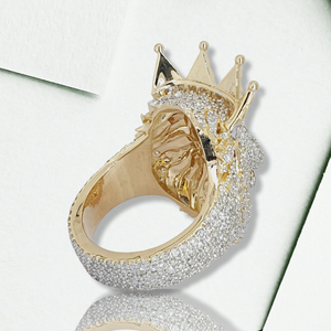 RB GEMS Bague de fiançailles et de mariage unisexe en or jaune massif 14 carats, forme lion personnalisée, style hip-hop, avec diamant de laboratoire certifié IGI - Product Image 4