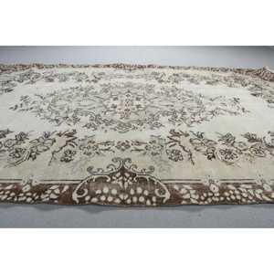 พรมตุรกีขนาด 5.3x9.1 ฟุต พรมวินเทจขนาดใหญ่ พรมขนสัตว์ลายสัตว์สีน้ำตาล - Product Image 3