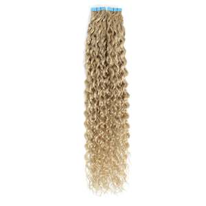 Extensions de cheveux humains chinois Remy bouclés à bandes adhésives 3B # 17/1001 Mélange de blond perle beige froid 20 pouces - Product Image 1