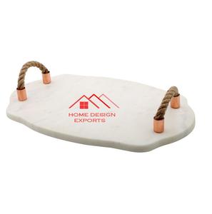 Plateau en marbre avec poignée en corde de jute, design attrayant, plateau de service alimentaire fait à la main - Product Image 1