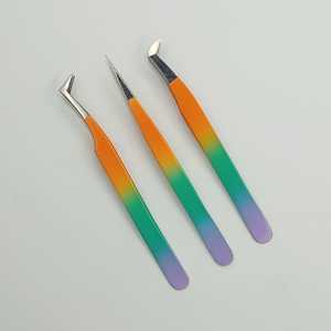 แหนบต่อขนตาแบบตรงและโค้งงอทำจากสเตนเลสสตีลเคลือบผง - Product Image 4