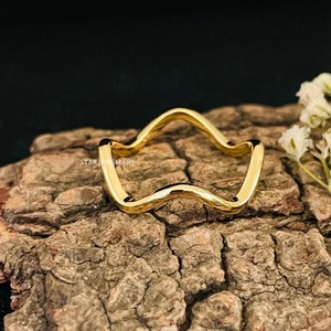 14K Solid Gold Christian Zig Zag Wavy Women's Luxury Gift Ring - Product Image 2