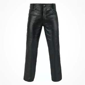 Leggings sexys de cuero genuino de cintura media, transpirables, elásticos, con control de abdomen y botones, pantalones gruesos de color liso. - Product Image 2