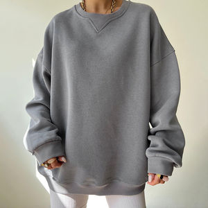 Sudadera de cuello redondo personalizada de talla grande de lana de rizo de algodón de gran tamaño para mujer, sudaderas al por mayor con hombros caídos para mujer - Product Image 2