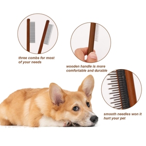 Peine portátil para pulgas de mascotas, herramienta de aseo con mango de palisandro de lujo con dientes de acero inoxidable para gatos y perros - Product Image 3