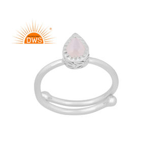 แหวนพลอยมูนสโตนสีขาวธรรมชาติปรับได้เครื่องประดับเงินสเตอร์ลิงแบบล่าสุด - Product Image 1