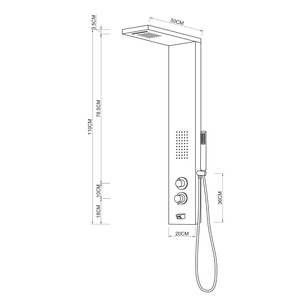 Ensemble de quincaillerie de bain Ivon modèle IV colonne avec bec cascade pour baignoire et colonne de douche avec brosse d'hydromassage lombaire - Product Image 6