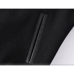 Chaquetas de béisbol universitarias de lana negras con logotipo personalizado Elegante estilo bombardero con mangas de cuero High CollegeBaseballjacket para hombres - Product Image 6