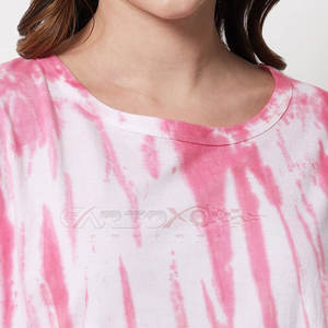 Camiseta informal de verano para mujer Tie-Dye Fashion-Forward Loose Fit Top de algodón con tela de lona - Product Image 6