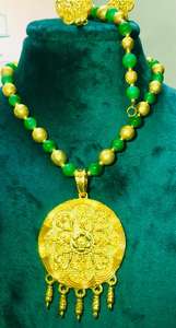 ชุดสร้อยคอไข่มุกสีเขียวพร้อมสร้อยข้อมือต่างหูแหวนชุบทองเครื่องประดับงานเลี้ยงงานแต่งงานของขวัญ - Product Image 3