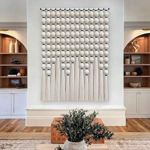 Grand tapis mural mexicain en macramé de luxe Zacaton encadré pour la décoration intérieure, décoration murale, décoration de salon, décoration de chambre - Product Image 1