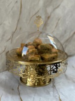Gouden Arabische Kalligrafie Aluminium Ramadan Decoratief Dienblad Met Glazen Deksel Gebruiken Voor Eid Speciale Gelegenheid Uit India