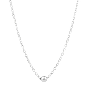 Collar de Plata de Ley 925 con Bolas de 4mm, Bañado en Rodio, Patrón Geométrico, Moderno, Oro Rosa de 14K, Oro Blanco, Diamante, Perla - Product Image 1