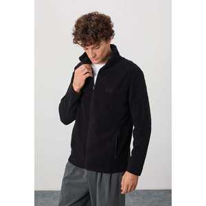 Hardy Men's Casual <b>Fleece</b> Sweatshirt in <b>Black</b> Standard Fit for Autumn Season-88299 - Product Image 2