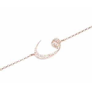 Pulsera con Dije de la Letra Vav en Plata de Ley 925, Color Rosa, Joyería Fina Elegante - Product Image 1
