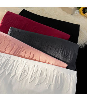 เสื้อยืดผ้าคอตตอนพิมพ์ลายนูนสำหรับผู้ชายเสื้อยืดธรรมดาทรงโอเวอร์ไซส์ผ้าคอตตอน100% ลายนูนดีไซน์แบบสั่งทำ - Product Image 6