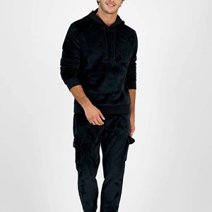 Ensemble de survêtement décontracté pour homme en velours élastique 100% coton, 2 pièces, sweat-shirt à capuche, pantalon de jogging, pantalon cargo, survêtement - Product Image 1
