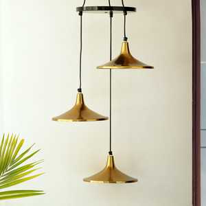 Lustre en fer écologique de 32.9 pouces avec abat-jour pour la décoration intérieure pendant Diwali - Product Image 3