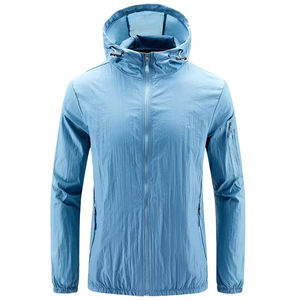 Chaqueta cortavientos de lona para invierno, con capucha, cierre de cremallera de un cuarto, reversible, transpirable, con bordado. - Product Image 2