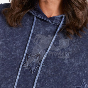 Prix de vente d'usine bon marché, sweats à capuche respirants délavés à l'acide en coton avec logo personnalisé, sweats à capuche délavés à l'acide pour femmes - Product Image 5