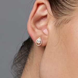 92.5 <b>Silver</b> <b>Stud</b> <b>Earrings</b> 188535 Bezel Setting Water Drop Pattern for Parties - Product Image 3