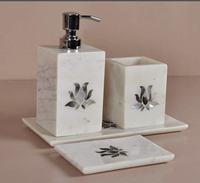 Nouveauté : Ensemble de 4 accessoires de toilette en marbre écologiques, taille personnalisée, pour la maison, les hôtels, les salles de bain, cadeaux