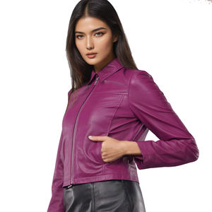 Chaqueta de cuero genuino hecha a medida para Mujer | Prendas de abrigo ajustadas a la moda para Mujer | OEM ODM Proveedor al por mayor - Product Image 2