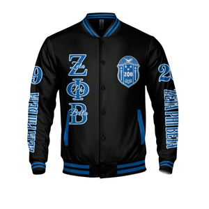 Zeta Phi Beta 1920 Fondateurs Jour Sororité Bleu Blanc Varsity Letterman Veste ZPB Greek Life Chenille Patch Coat - Product Image 4