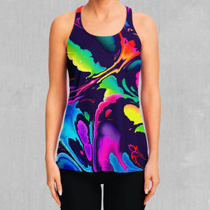 Women's Colorful Abstract Print Tank <b>Top</b> Scoop Neck Knitted Breathable Casual Workout <b>Top</b> Comfortable <b>Low</b> Price OEM Service - Product Image 1