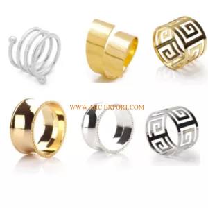 Anneaux de serviette pierre perlée blanche avec métal laiton 4 pièces qualité exclusive meilleure vente décoration de table serviettes de luxe nouveau look - Product Image 2