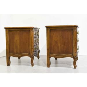 Exquisita mesita de noche de 3 cajones de caoba tallada a mano Rococó Francés, mesita de noche de lujo, muebles de caoba Indonesia - Product Image 5