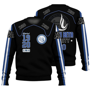 ZPhiB 1920 Sororité Divine Neuf Pull En Tricot Zeta Phi Beta Bleu Blanc Chenille Patch Vie Grecque Premium Sisterhood - Product Image 3