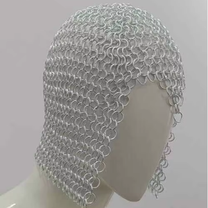 Coif de cota de malla hecha a mano, anillo a tope de aluminio, logotipo de Metal pulido para recreación Medieval, Halloween, Ren Fair, elaborado - Product Image 1
