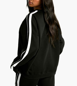 Sweat-shirt d'hiver pour femme, coupe ample, poids lourd, couleur unie, logo brodé personnalisé, prix de gros - Product Image 2