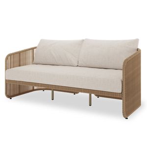 Conjunto de Sofás de Aluminio Modernos para Exteriores Forma con Diseño de Cuerda Tejida, Cojines de Tela Beige, 4 Plazas, para Jardín, Patio, Hotel, Piscina - Product Image 3