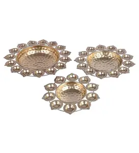 National Handicraft Town Diya Golden Urli Bowl for Diwali, Christmas and Festival Decoration