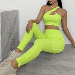 Conjunto de mallas y sujetador deportivo para mujer, ropa de gimnasio, Fitness, mallas de trasero, para correr - Product Image 2