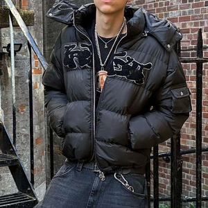 Chaqueta Cortavientos de Invierno Personalizada con Capucha, Relleno de Algodón, Antibacteriana para Hombre - Product Image 1