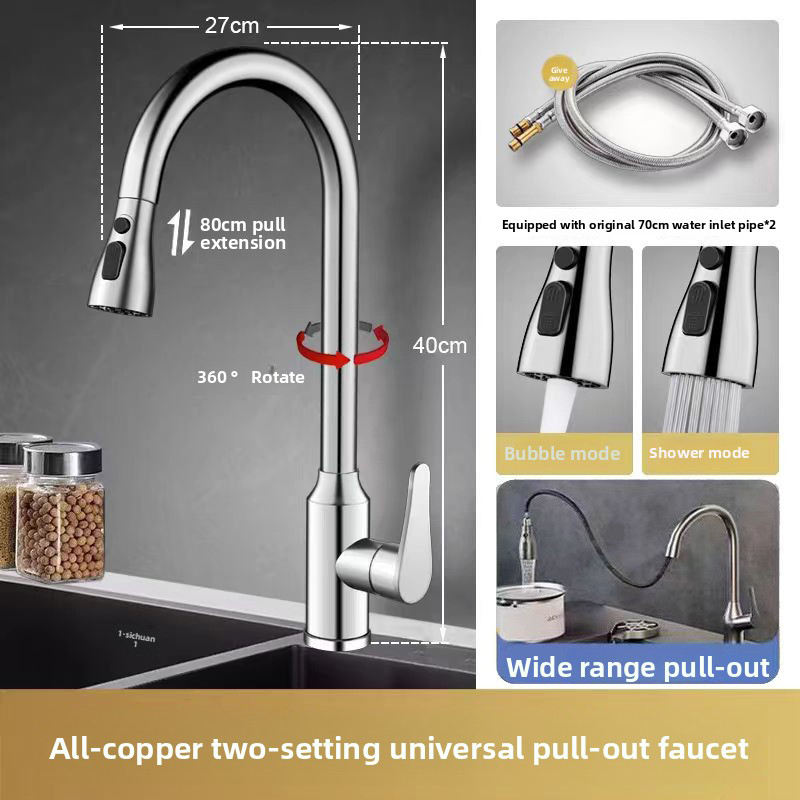 [Extractible argenté classique] Décharge d'eau en deux étapes