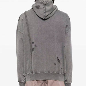 Sudadera Unisex con Diseño Desgastado para Hombre, 100% Algodón, Invierno, Lavada y Rota, Estilo Urbano, Marca Personalizada, Precio de Fábrica, 2026 - Product Image 2