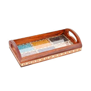 Plateau de service hôtels et restaurants ustensiles de cuisine plateau de Table basse pour la maison et le bureau en gros plateau de conception d'autocollant en émail en bois - Product Image 5