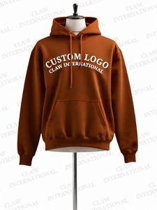 Pull à capuche unisexe 100% coton avec cordon de serrage en polaire thermique d'hiver avec logo de broderie imprimé personnalisé pour hommes, teint en plaine - Product Image 4