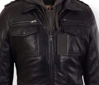 Blouson en cuir véritable de vache pour homme, style motard vintage en toile, col montant, imperméable, coupe-vent, anti-UV, respirant, motif dessin animé