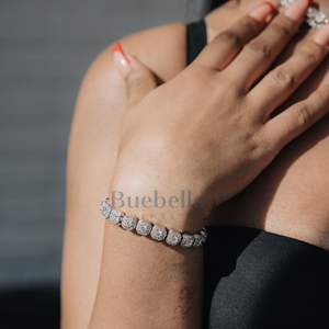 8mm VVS Moissanite Diamond Micro Cluster Tennis Pulsera para mujer Plata de Ley 925 14K Chapado en oro blanco Estilo Hip Hop - Product Image 2