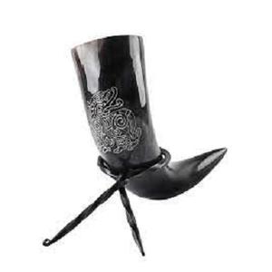 Corne sonore artisanale en corne de buffle naturelle, corne de guerre traditionnelle viking et médiévale pour événements, cérémonies et décoration - Product Image 5